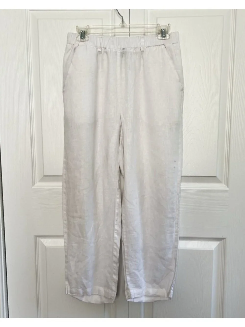 Quince Women’s 100% European Linen Pull On Crop Pants White Size S - Picture 10 of 16